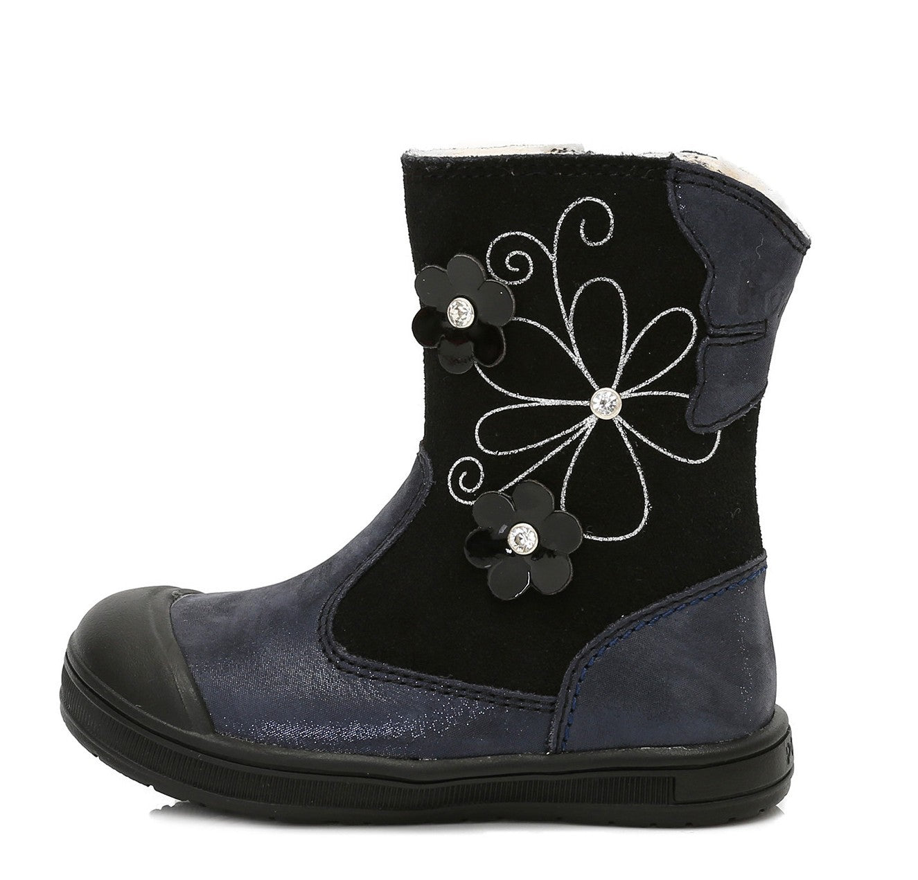 Ponte20 batai juoda mergaitėms – su dirbtiniu kailio pamušalu, su lipdukais, itin lengvi