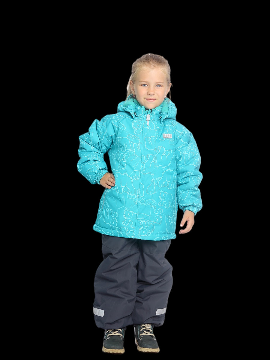 Turquoise 2-piece winter VALIANLY overalls for girls 86-116