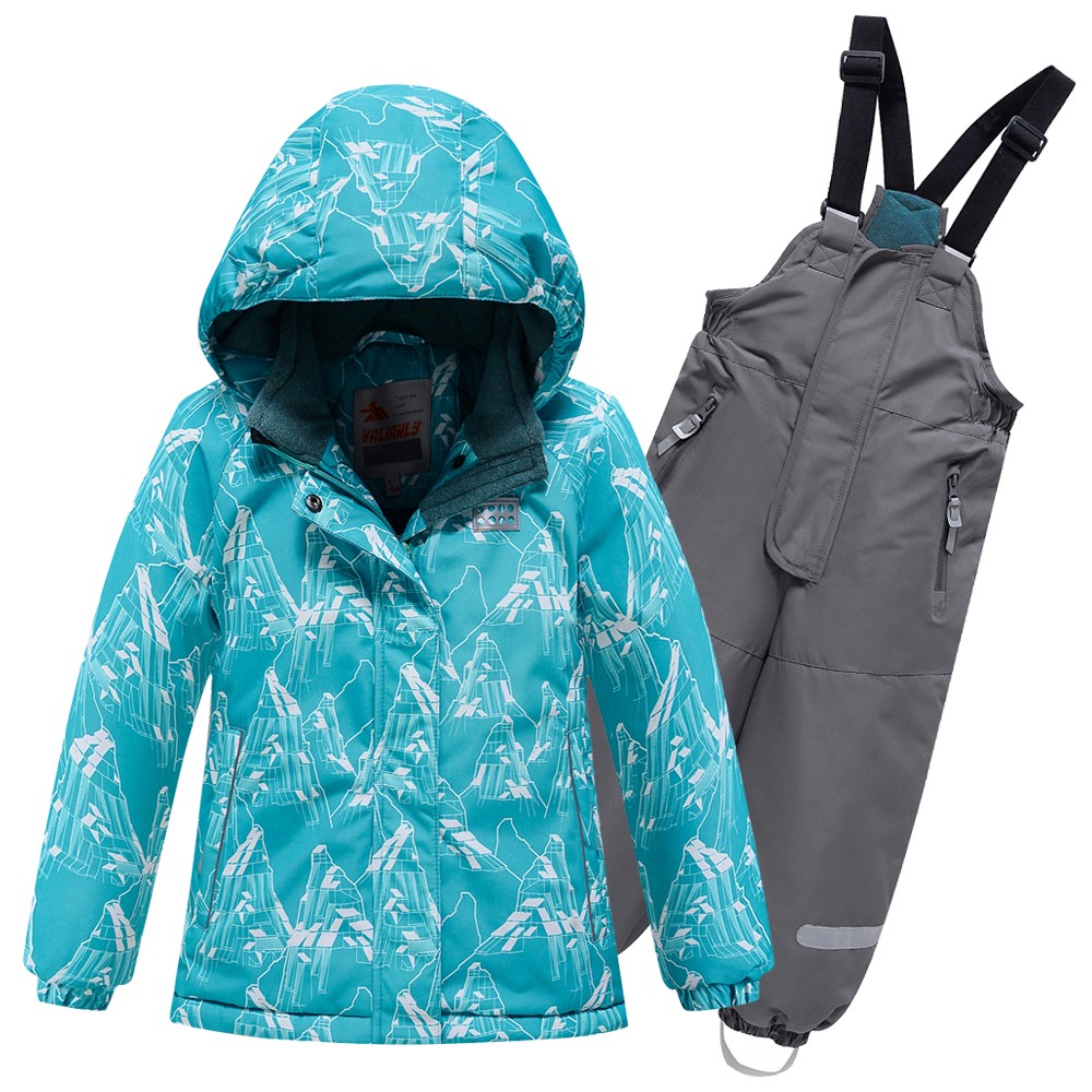 Green 2-piece winter VALIANLY overalls for girls 86-116