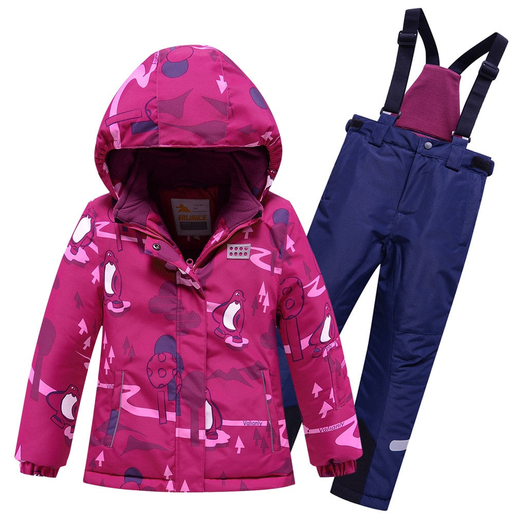 Pink 2-piece winter VALIANLY jumpsuit for girls 98-128