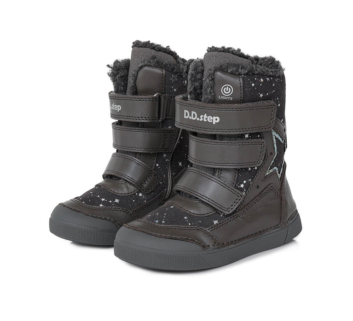 D.D.Step batai mergaitėms – su dirbtiniu kailio pamušalu, su LED pašvietimu, itin lengvi