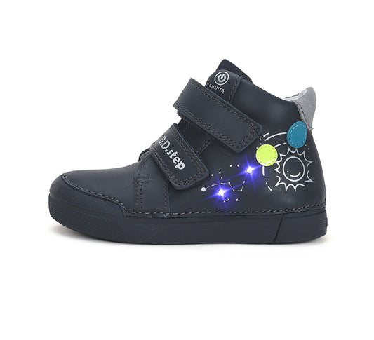 D.D.Step batai mėlyna berniukams rudeniui ir pavasariui – su LED pašvietimu, itin lengvi