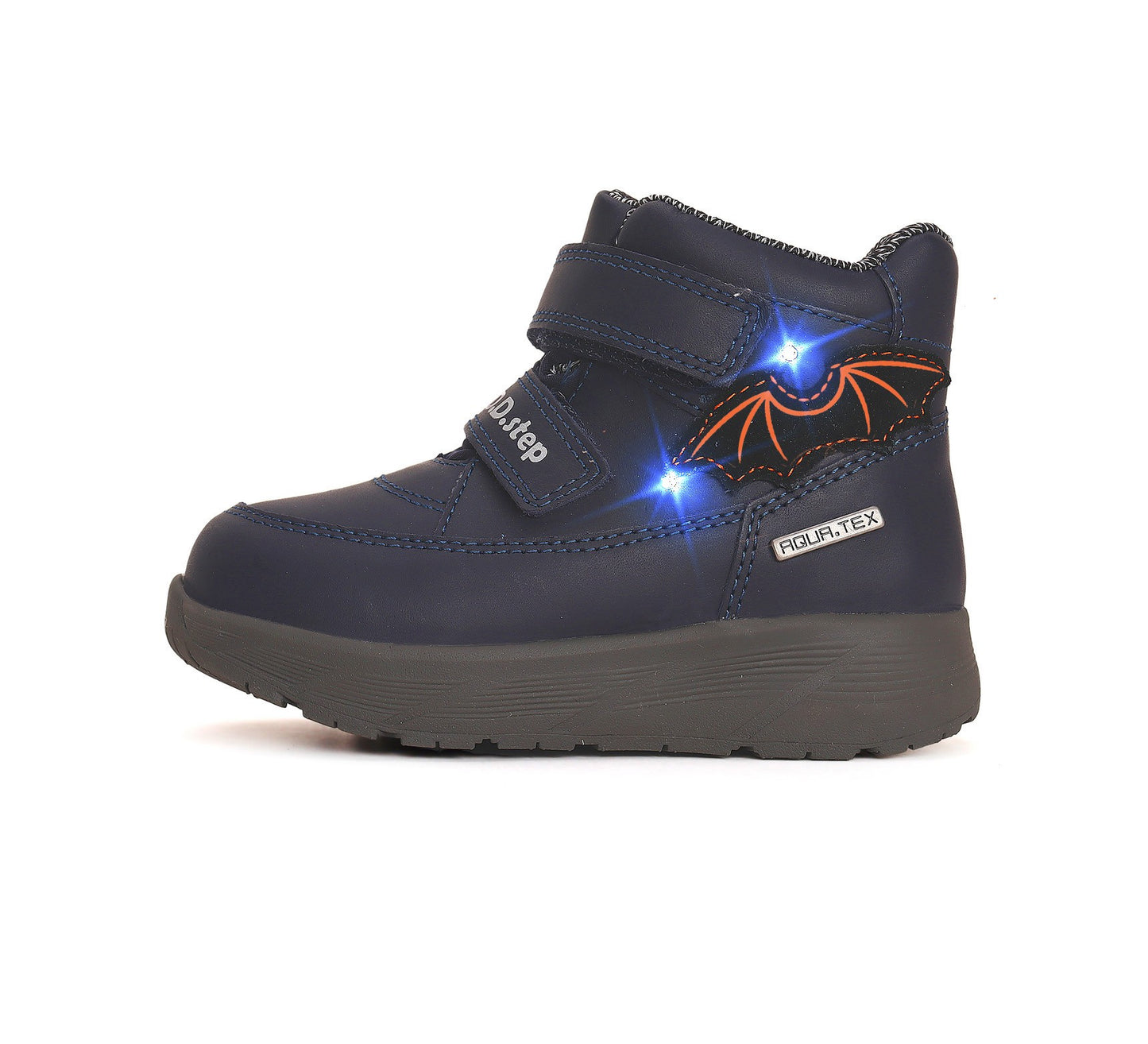 D.D.Step batai mėlyna berniukams rudeniui ir pavasariui – neperšlampami, su LED pašvietimu, itin lengvi