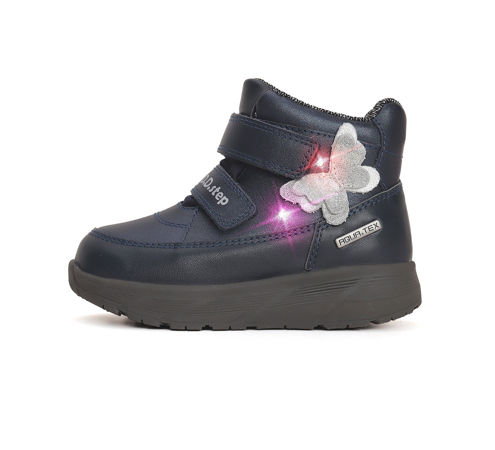 D.D.Step batai mėlyna mergaitėms rudeniui ir pavasariui – neperšlampami, su LED pašvietimu, itin lengvi