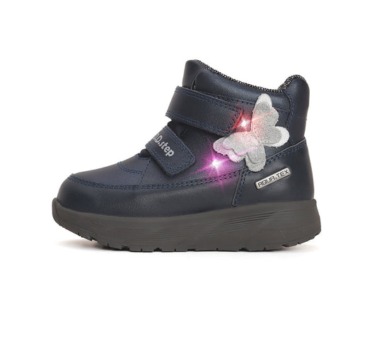 D.D.Step batai mėlyna mergaitėms rudeniui ir pavasariui – neperšlampami, su LED pašvietimu, itin lengvi