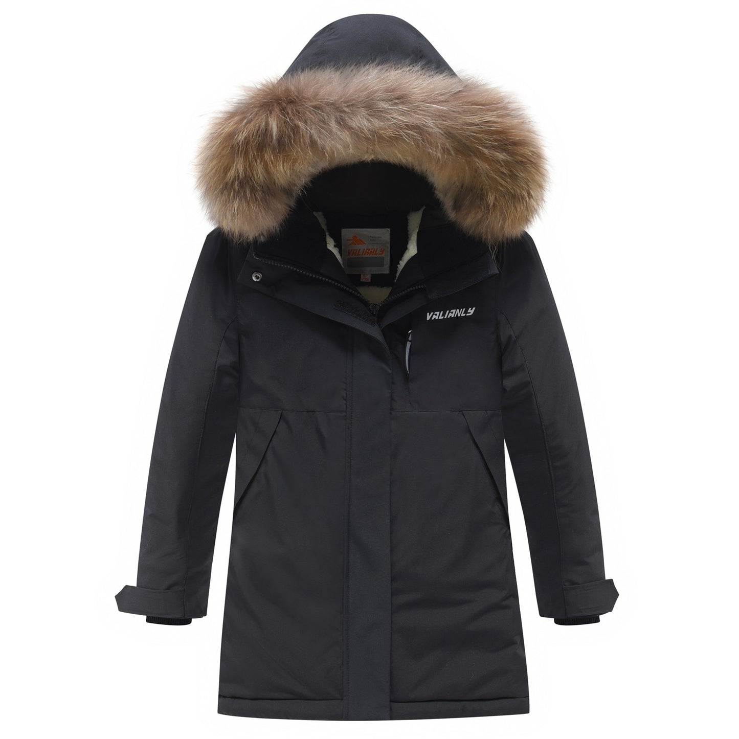 Valianly juoda žieminė striukė/paltas mergaitei 9532_128-134