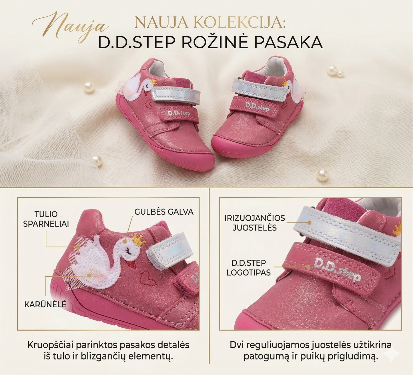 D.D.Step barefoot laisvalaikio batai mergaitėms rožiniai S070-61837B