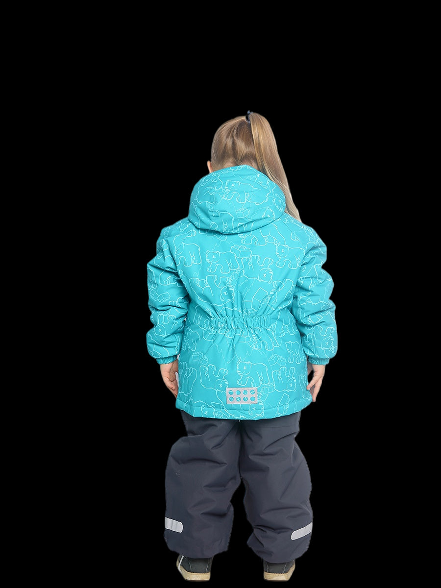 Turquoise 2-piece winter VALIANLY overalls for girls 86-116