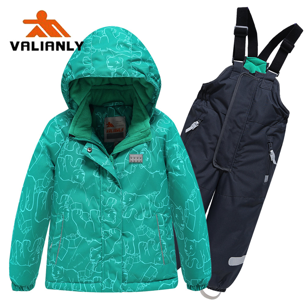 Turquoise 2-piece winter VALIANLY overalls for girls 86-116