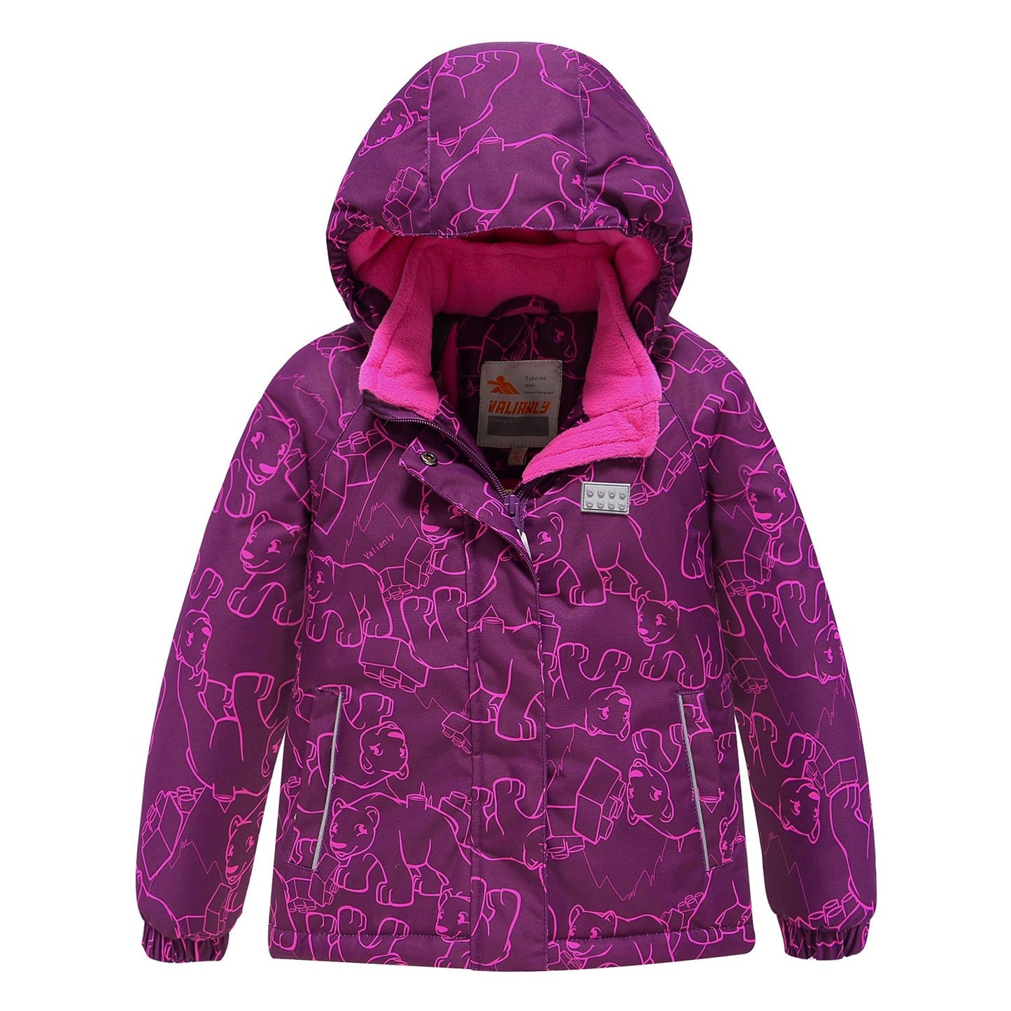 Burgundy 2-piece winter VALIANLY overalls for girls 86-116