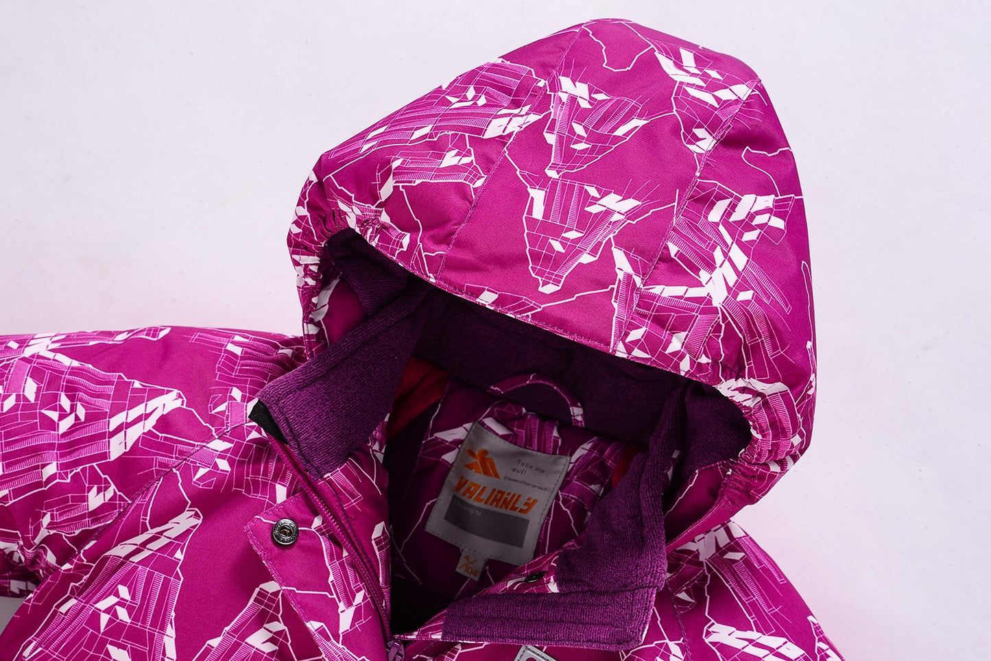 Red 2-piece winter VALIANLY overalls for girls 86-116