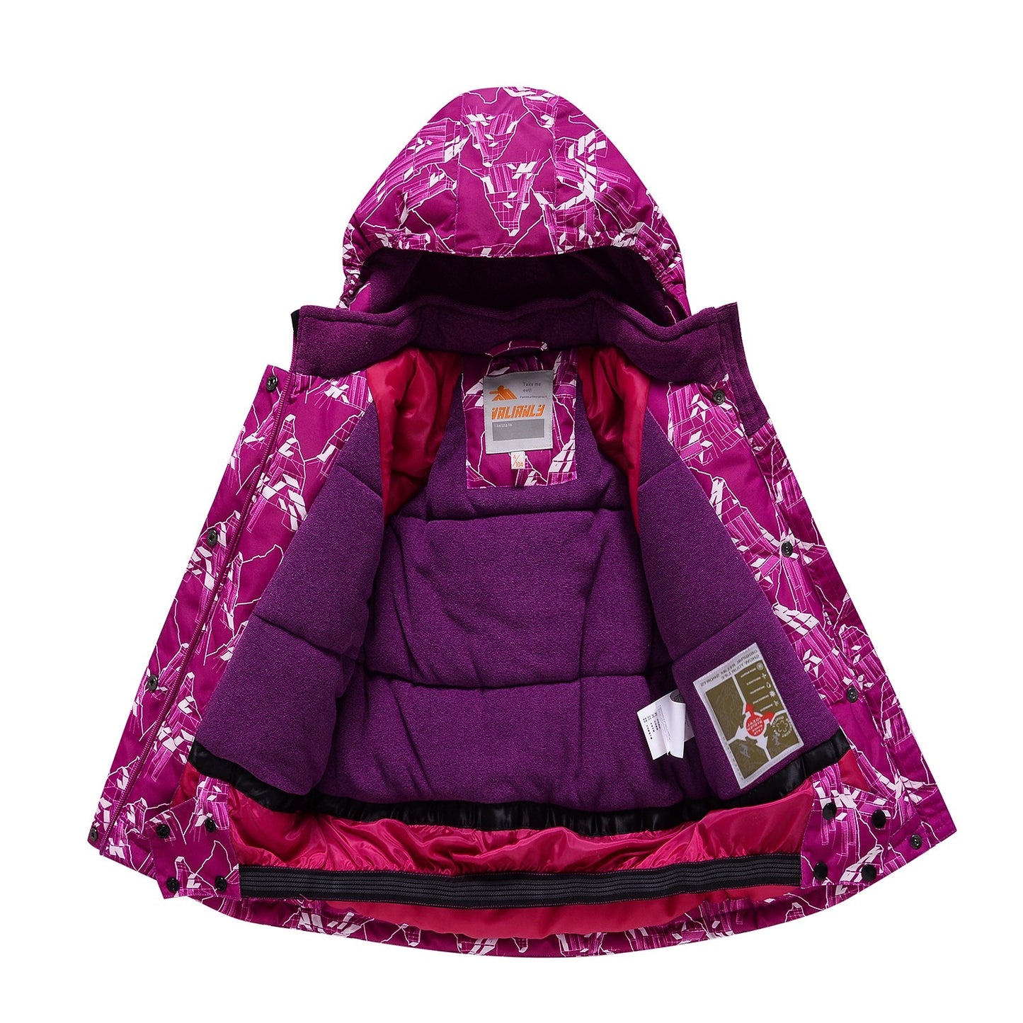 Red 2-piece winter VALIANLY overalls for girls 86-116