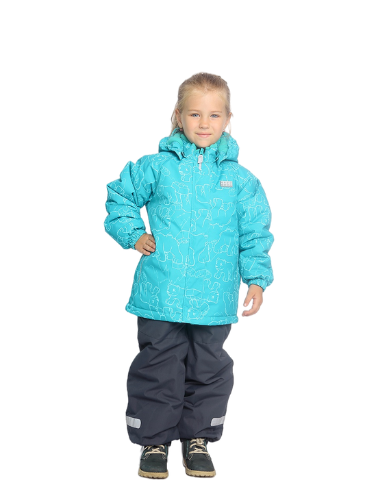 Valianly kombinezonas mergaitėms turkio spalvos dalių žieminis 9012-turquoise