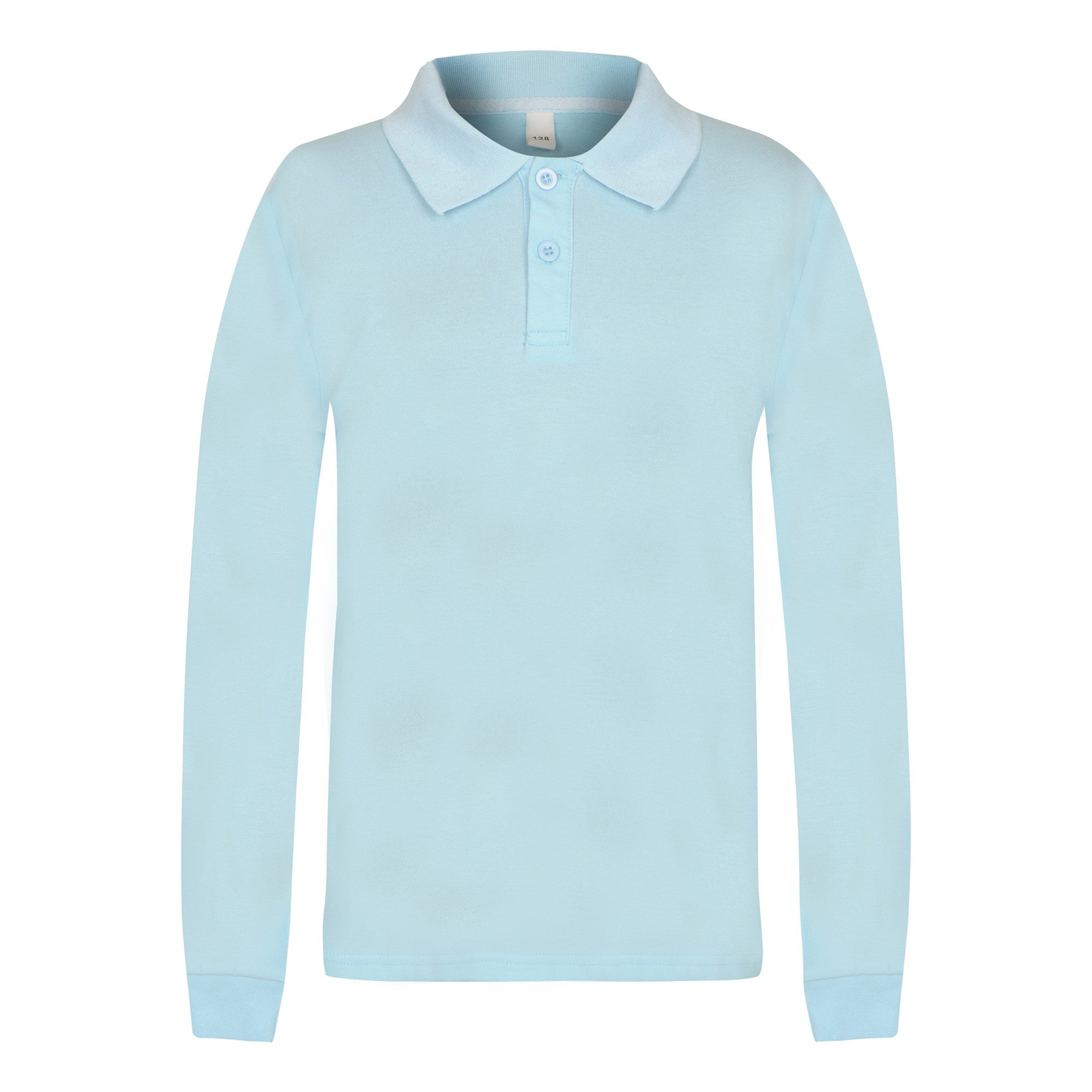 Pasiūta pagal LT Vaikas užsakymą marškiniai berniukams šviesiai mėlyni marškinėliai ilgomis rankovėmis Polo long light blue_128-152