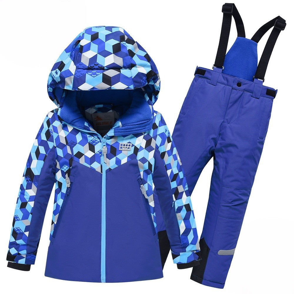 Valianly Blue Two-Piece Winter Snowsuit for Boys 9325_blue