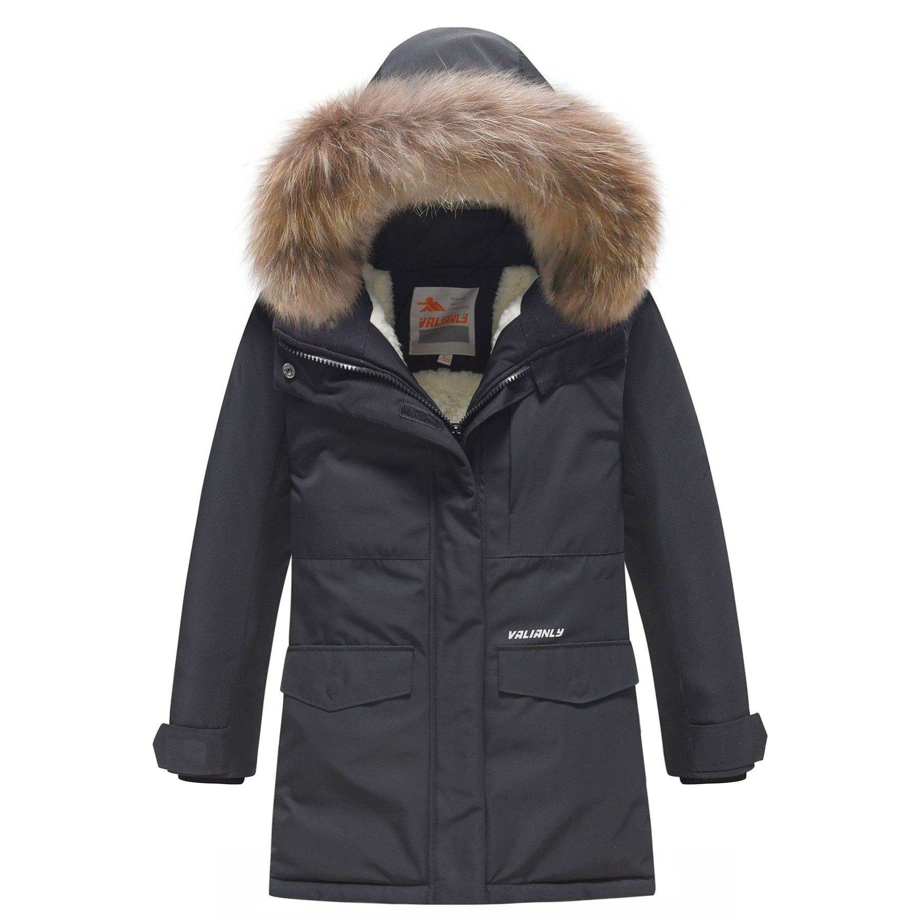 Valianly paltas mergaitėms juoda žieminė striukė/paltas 9442_black