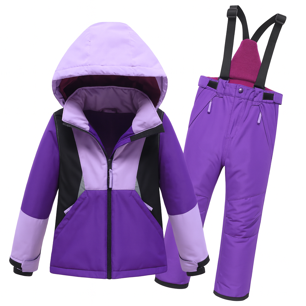 Valianly Girls' Two-Piece Purple Winter Snowsuit 9516_purple