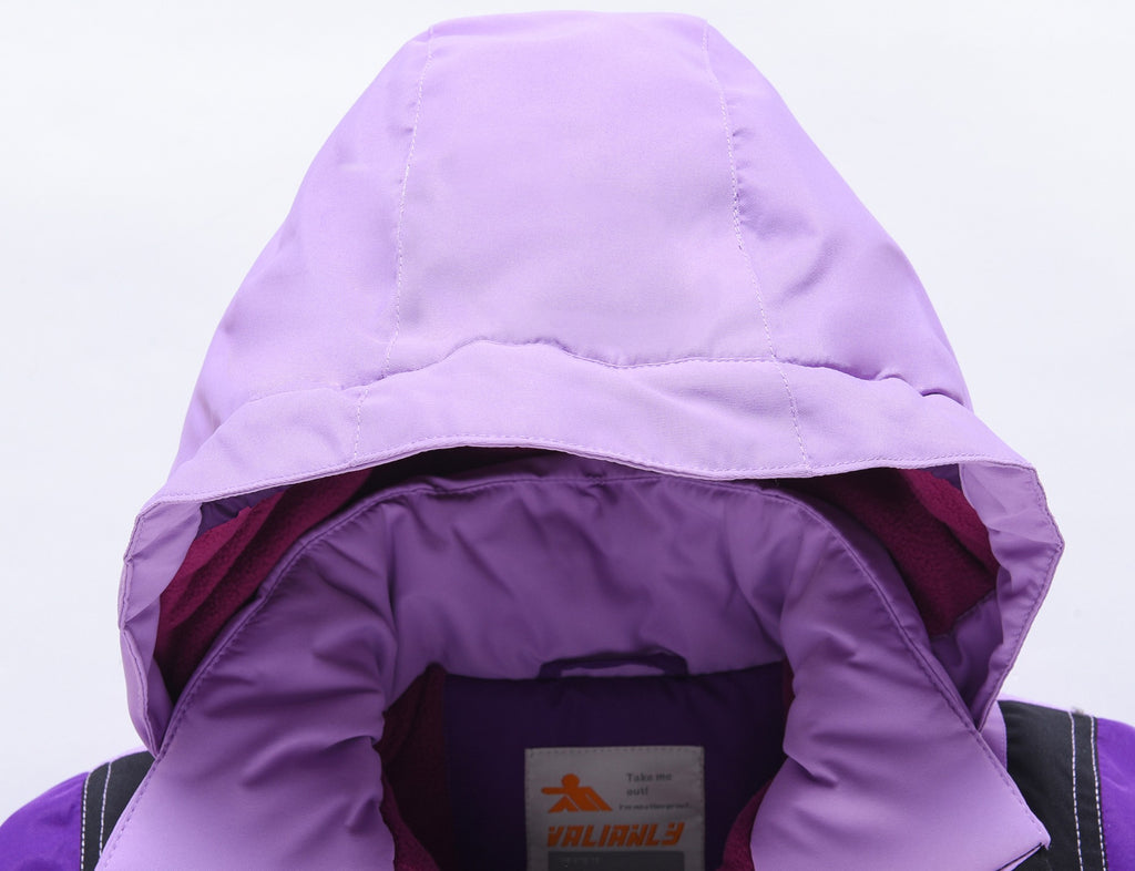 Valianly Girls' Two-Piece Purple Winter Snowsuit 9516_purple