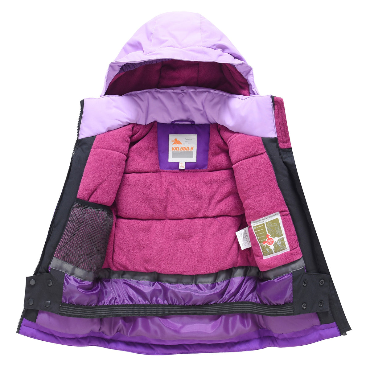 Valianly Girls' Two-Piece Purple Winter Snowsuit 9516_purple
