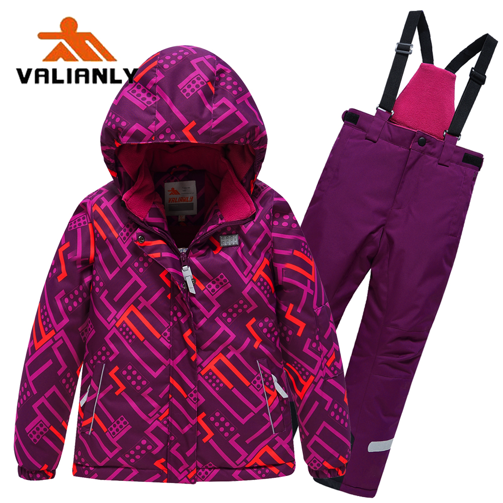 Valianly Girls' Two-Piece Burgundy Winter Snowsuit 9014-burgundy