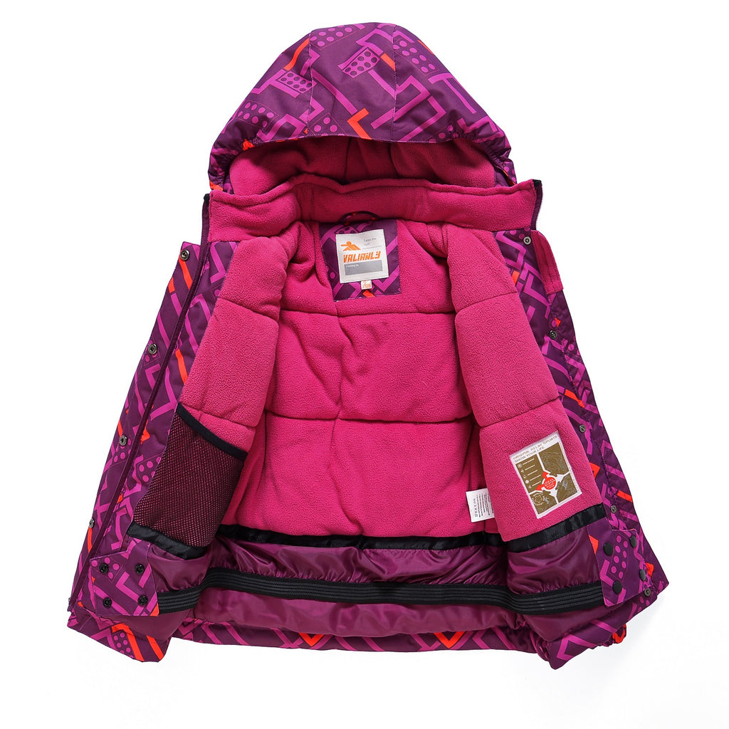Valianly Girls' Two-Piece Burgundy Winter Snowsuit 9014-burgundy