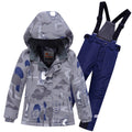 Valianly Snowsuit for Boys, Grey, 2-Piece Winter Set, 9209-grey
