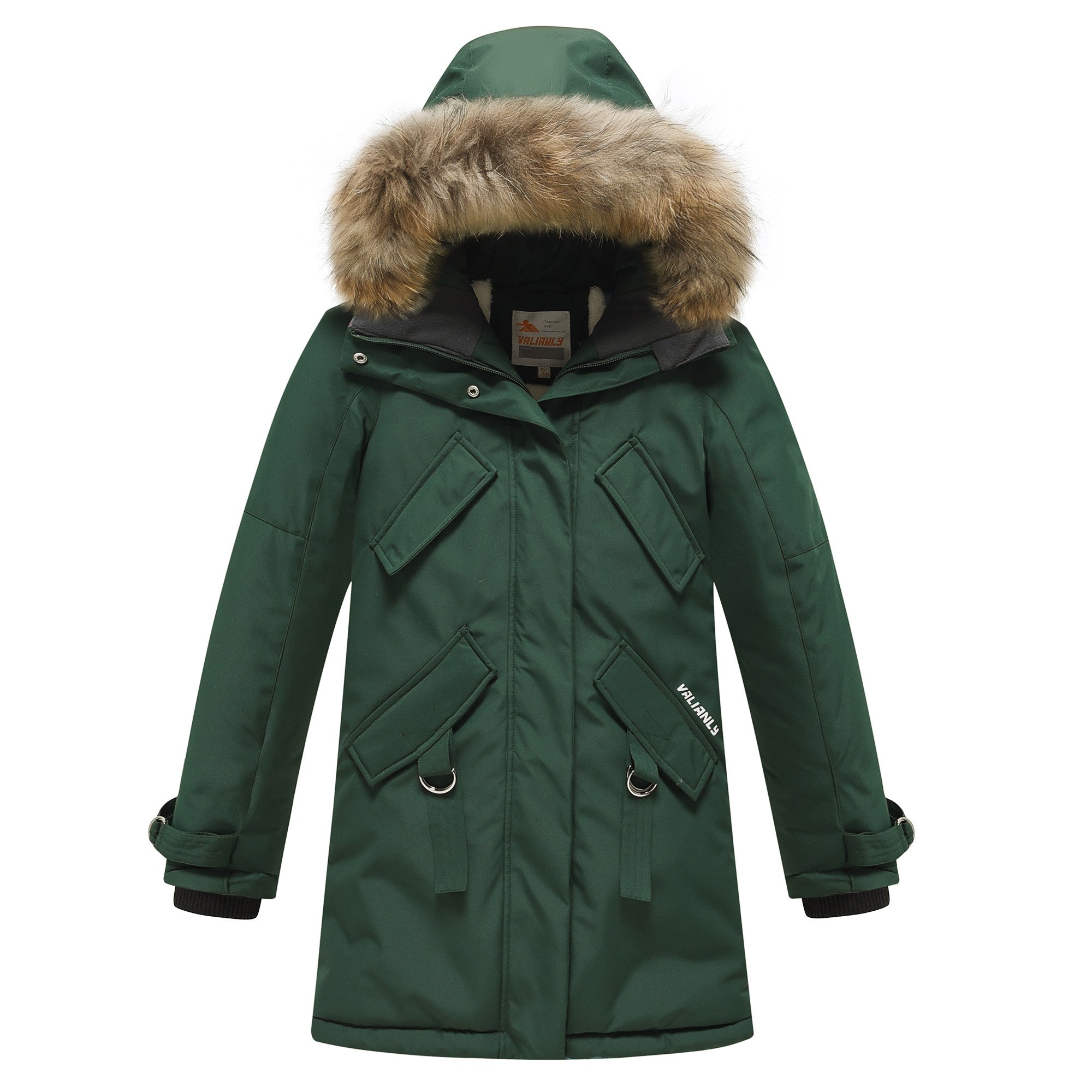 Valianly paltas mergaitėms žalia žieminė striukė/paltas 9340_green