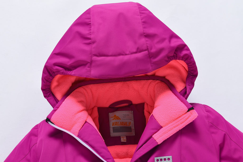 Valianly комбинезон для девочек слитный темно-розовый зимний 9320_pink
